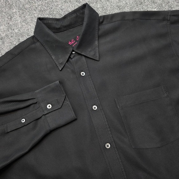 Bugatchi Uomo Other - Bugatchi Uomo Men's XL Black Ribbed Textured Long Sleeve Button Down Dress Shirt